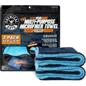 imageChemical Guys Little Megalodon Multi Purpose Microfiber Towel 2 Pack 137 x 137 Inch  Ultra Plush Detailing Towels for Car Wash Drying Interior Cleaning Glass Dusting amp Polishing2 Pack 137 x 137