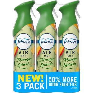 imageFebreze Air Mist Air Freshener Odor Fighting Room Spray Deodorizer for Home Bathroom Kitchen Office Apartment Lilac Sunrise Warm Ocean Breeze Summer Golden Hour Variety Pack 81oz Pack of 3Mango Splash