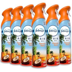 imageFebreze Air Mist Air Freshener Spray Odor Fighting Room Spray Deodorizer for Home Bathroom Kitchen Office Apartment Dorm Room Classroom Hawaiian Aloha 81oz 6ct