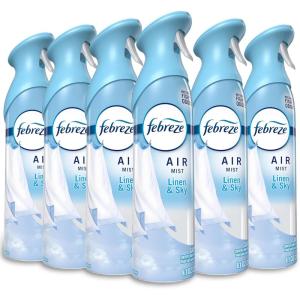 imageFebreze Air Mist Air Freshener Spray Odor Fighting Room Spray Deodorizer for Home Bathroom Kitchen Office Apartment Dorm Room Classroom Linen amp Sky Scent 81oz Pack of 6Linen  Sky