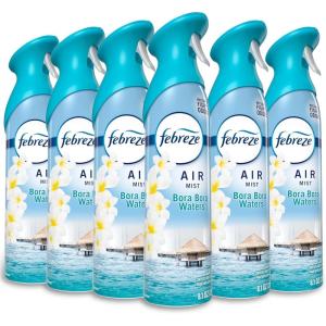 imageFebreze Air Mist Air Freshener Spray Odor Fighting Room Spray Deodorizer for Home Bathroom Kitchen Office Apartment Dorm Room Classroom Linen amp Sky Scent 81oz Pack of 6Bora Bora