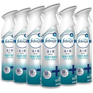 imageFebreze Air Mist Air Freshener Spray Odor Fighting Room Spray Deodorizer for Home Bathroom Kitchen Office Apartment Dorm Room Classroom Linen amp Sky Scent 81oz Pack of 6Crisp Clean