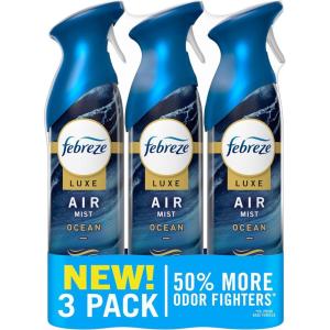 imageFebreze Air Mist Air Freshener Spray Odor Fighting Room Spray Deodorizer for Home Bathroom Kitchen Office Apartment Dorm Room Classroom Unstopables Fresh Scent 81oz Pack of 3Ocean