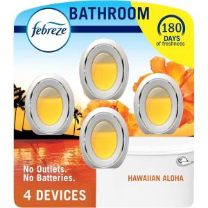 imageFebreze Bathroom Air Freshener OdorFighting Plug In Alternative Air Fresheners for Home and Bathroom and Kitchen Closet Air Fresheners Hawaiian Aloha Scent 4 CountHawaiian Aloha