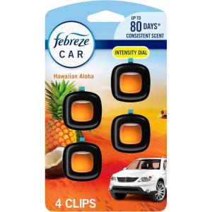 imageFebreze Car Air Freshener OdorFighting Automotive Vent Clip Scented Car Accessories Long Lasting for Strong Odors Hawaiian Aloha Scent 4 CountHawaiian Aloha