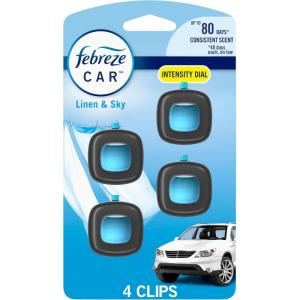 imageFebreze Car Air Freshener OdorFighting Automotive Vent Clip Scented Car Accessories Long Lasting for Strong Odors Hawaiian Aloha Scent 4 CountLinen  Sky