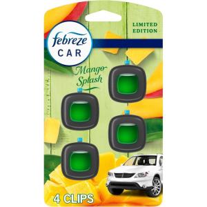 imageFebreze Car Air Freshener OdorFighting Automotive Vent Clip Scented Car Accessories Long Lasting for Strong Odors Hawaiian Aloha Scent 4 CountMango Splash