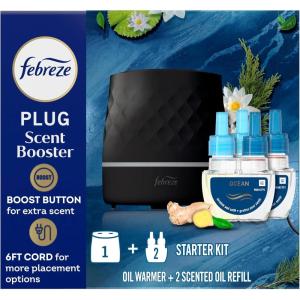 imageFebreze PLUG Scent Booster Starter Kit Black Oil Diffuser Air Freshener Plug In Continuous Scent Device  2 Ocean RefillsBlack  Ocean