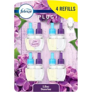 imageFebreze Plug In Air Freshener OdorFighting Scented Oil Refill Air Fresheners for Home and Bathroom and Kitchen Long Lasting for Strong Odors Mango Splash Scent 087oz Refills 4 CountLilac Sunshine