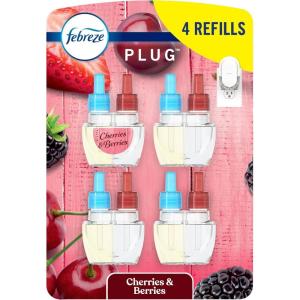imageFebreze Plug In Air Freshener OdorFighting Scented Oil Refill Air Fresheners for Home and Bathroom and Kitchen Long Lasting for Strong Odors Mango Splash Scent 087oz Refills 4 CountCherries  Berries