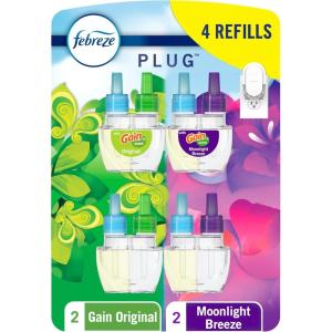 imageFebreze Plug In Air Freshener OdorFighting Scented Oil Refill Twlight Lavender and Downy April Fresh Scents 4 RefillsGain Mix Pack