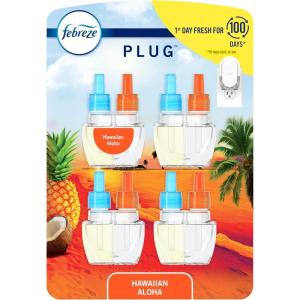 imageFebreze Plug In Air Freshener OdorFighting Scented Oil Refill Twlight Lavender and Downy April Fresh Scents 4 RefillsHawaiian Aloha