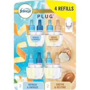 imageFebreze Plug In Air Freshener OdorFighting Scented Oil Refill Twlight Lavender and Downy April Fresh Scents 4 RefillsMood Mix Pack